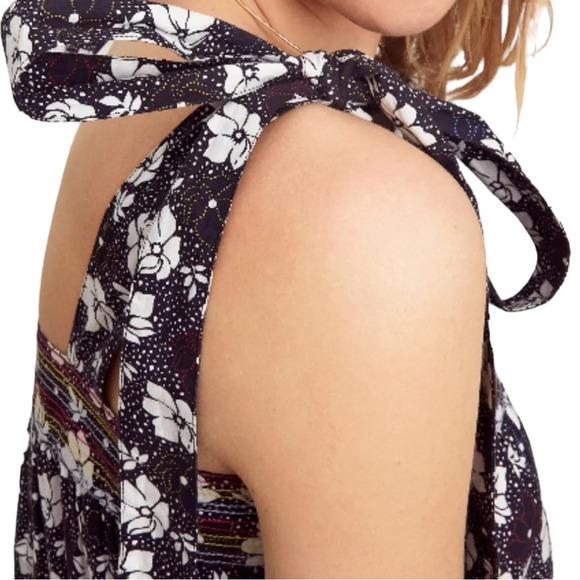 WARM Dress Big Love Floral Tiered Tie Shoulder Maxi Dress Size S Black - Picture 3 of 14